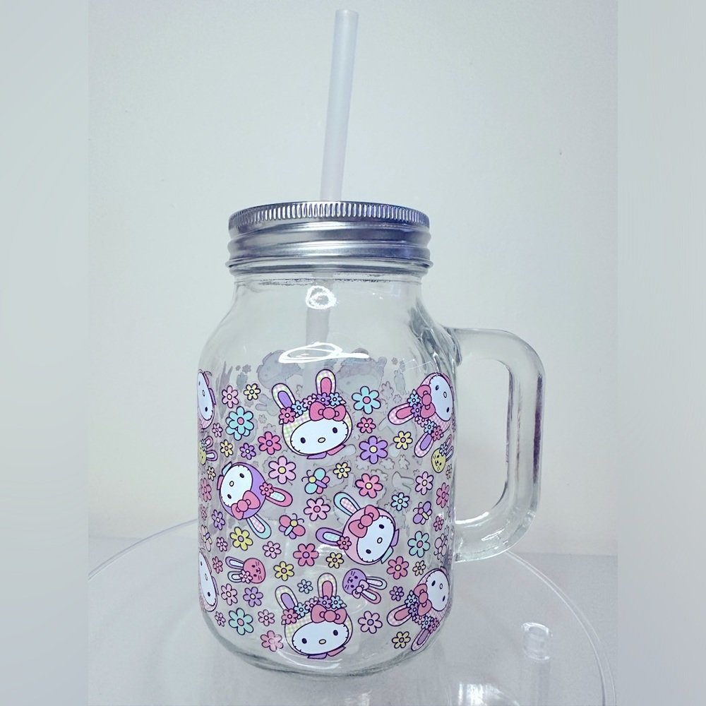 Hello Kitty Easter Collectible Glass Mug with Lid